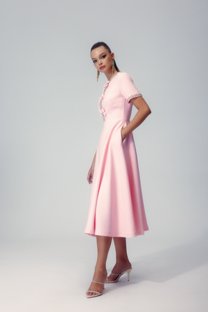 Elise Crystal Bow Embellished Midi Dress