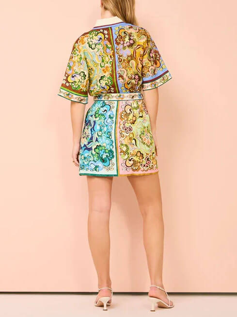 Aurora Satin Printed Mini Dress