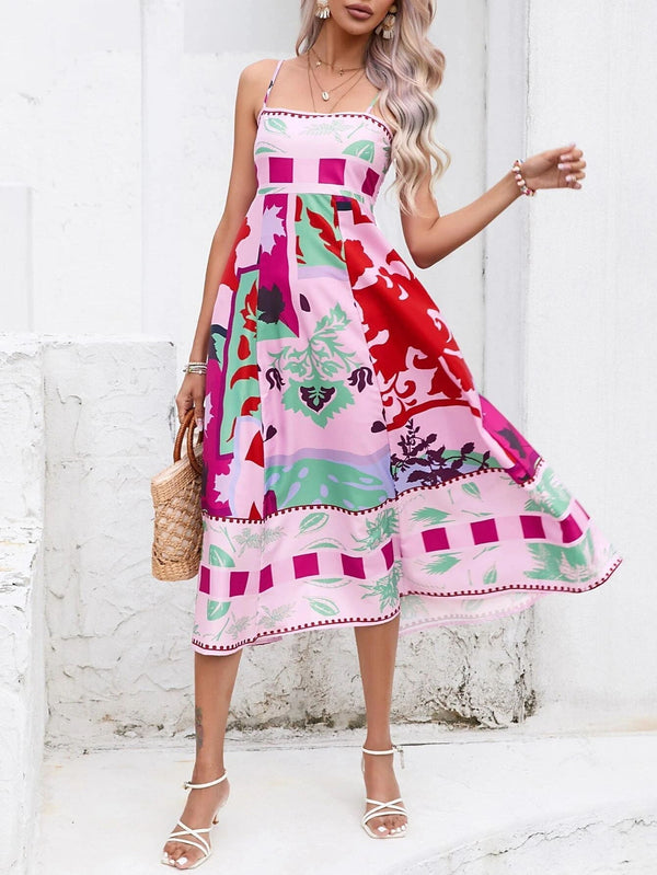 Aurelia Abstract Patchwork Slip Maxi Dress