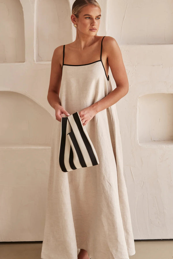 Isla Contrast Linen Maxi Dress