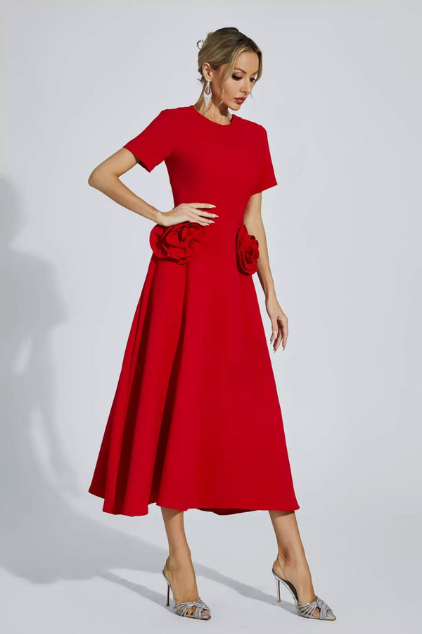 Clara Floral Belted Midi Dress