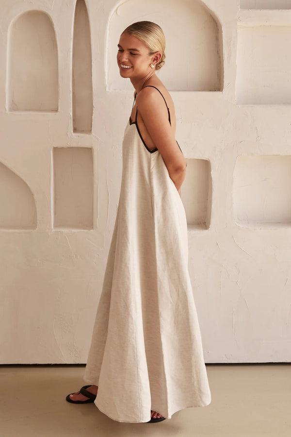Isla Contrast Linen Maxi Dress