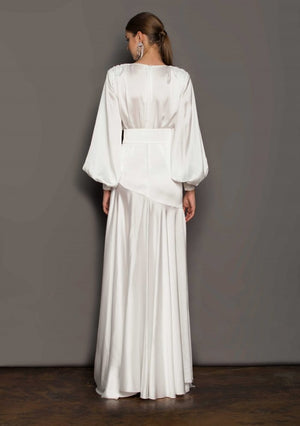 Seraphina Satin Belted Slit Maxi Dress
