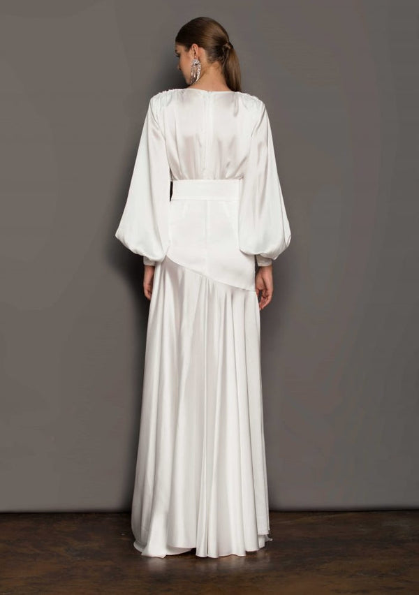 Seraphina Satin Belted Slit Maxi Dress