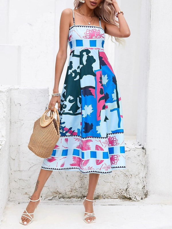 Aurelia Abstract Patchwork Slip Maxi Dress