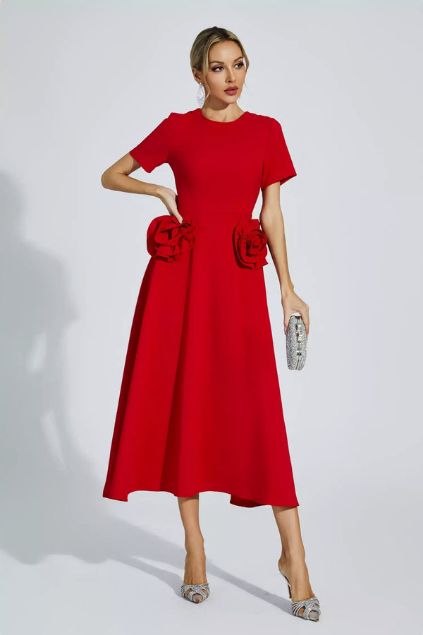 Clara Floral Belted Midi Dress