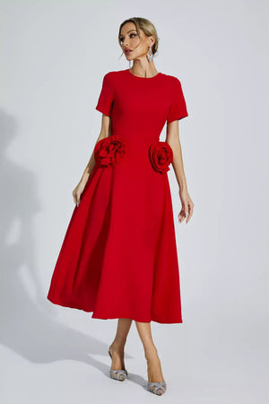 Clara Floral Belted Midi Dress