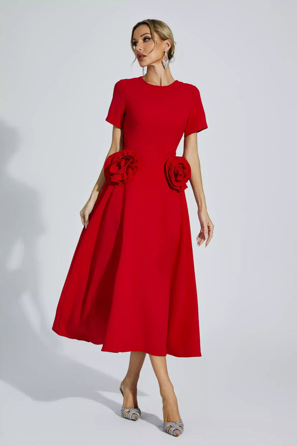 Clara Floral Belted Midi Dress