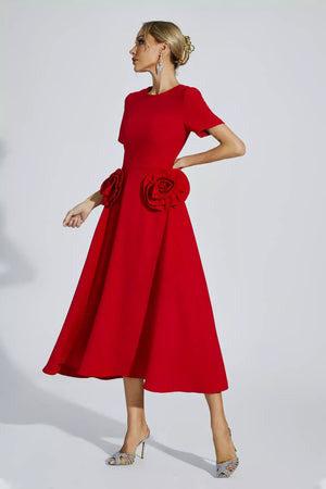 Clara Floral Belted Midi Dress