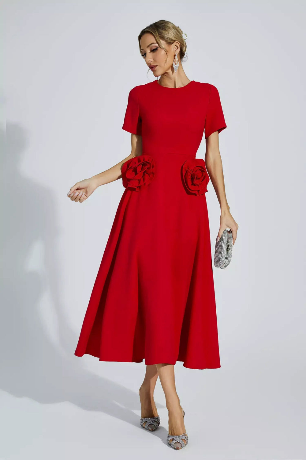 Clara Floral Belted Midi Dress