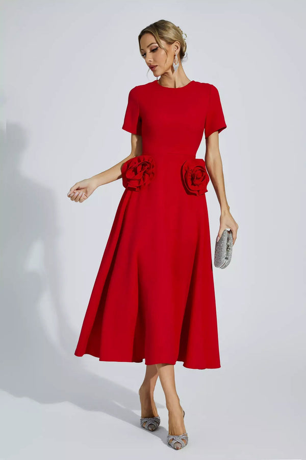 Clara Floral Belted Midi Dress