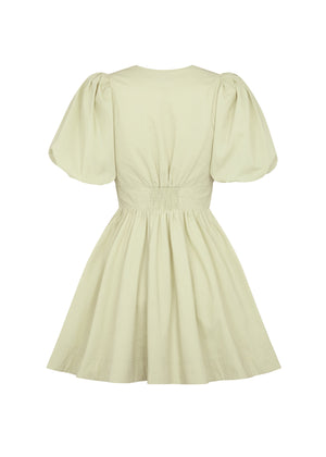 Elodie Bow Lace-Up Cotton Mini Dress