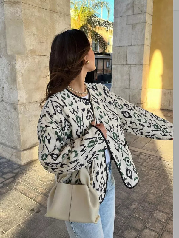 Aria Geometric Quilted Lightweight Jacket