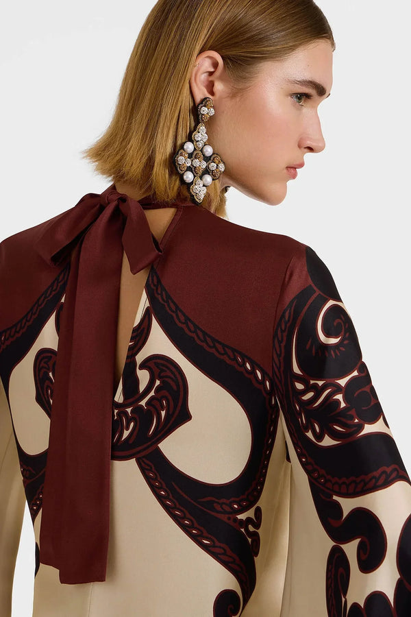 Amora Grenadilla Print Satin Maxi Dress