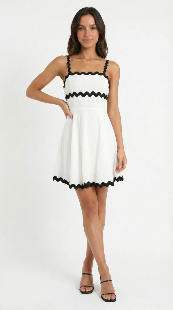 Lysette Ric Rac Linen Mini Dress