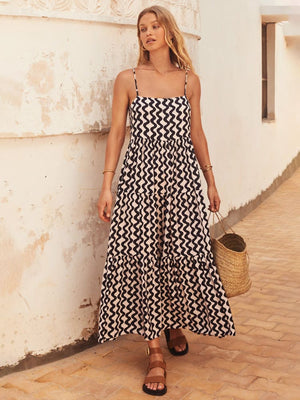 Elara Strappy Square Neck Maxi Dress