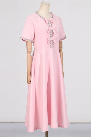 Elise Crystal Bow Embellished Midi Dress