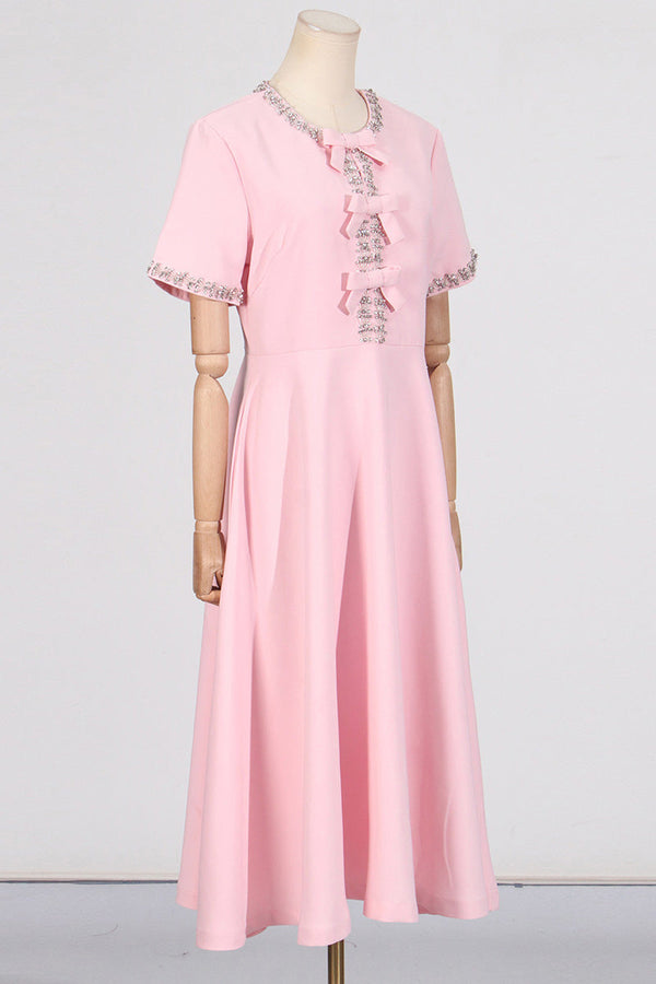 Elise Crystal Bow Embellished Midi Dress