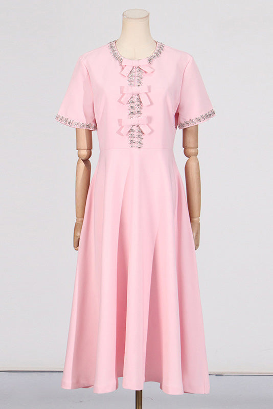 Elise Crystal Bow Embellished Midi Dress