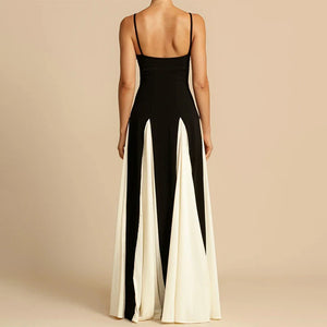Monochrome Elegance Maxi Dress