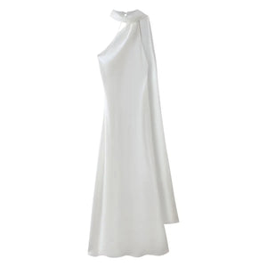 Amber Glow Satin Maxi Dress