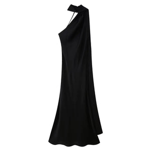Amber Glow Satin Maxi Dress