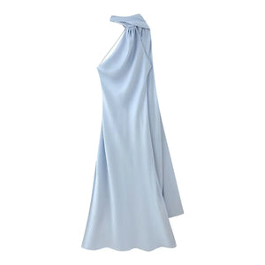 Amber Glow Satin Maxi Dress