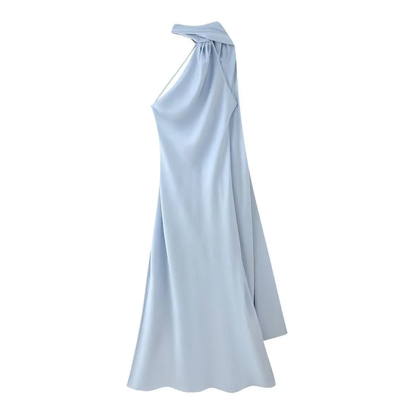 Amber Glow Satin Maxi Dress