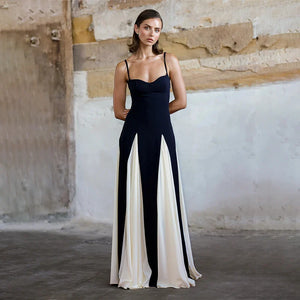 Monochrome Elegance Maxi Dress