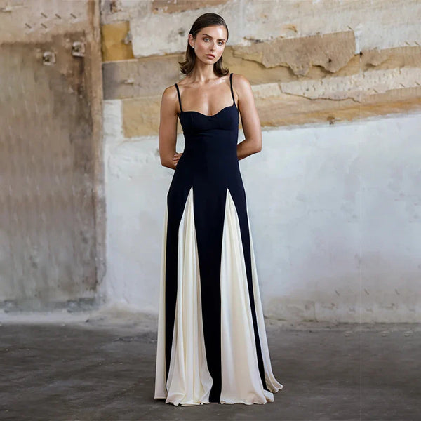 Monochrome Elegance Maxi Dress