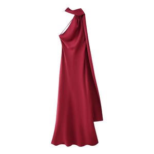 Amber Glow Satin Maxi Dress