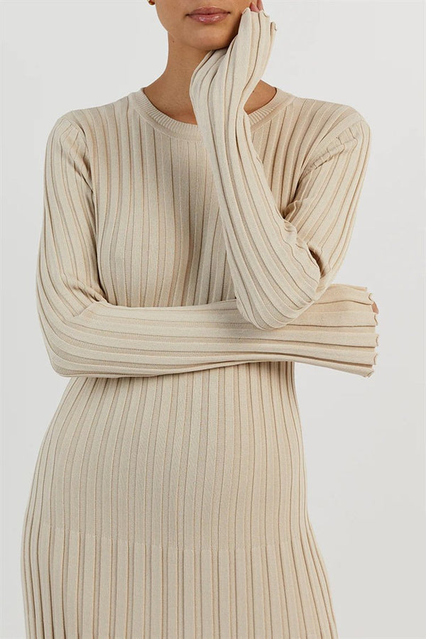 Alessia Ribbed Flare Knit Maxi Dress