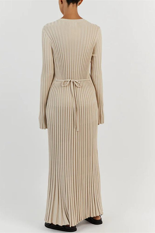 Alessia Ribbed Flare Knit Maxi Dress