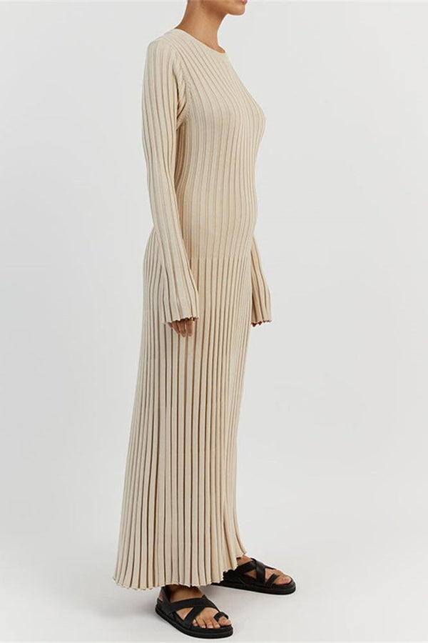 Alessia Ribbed Flare Knit Maxi Dress