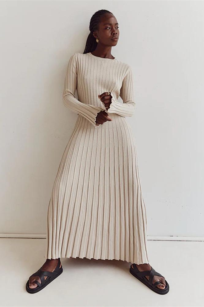 Alessia Ribbed Flare Knit Maxi Dress