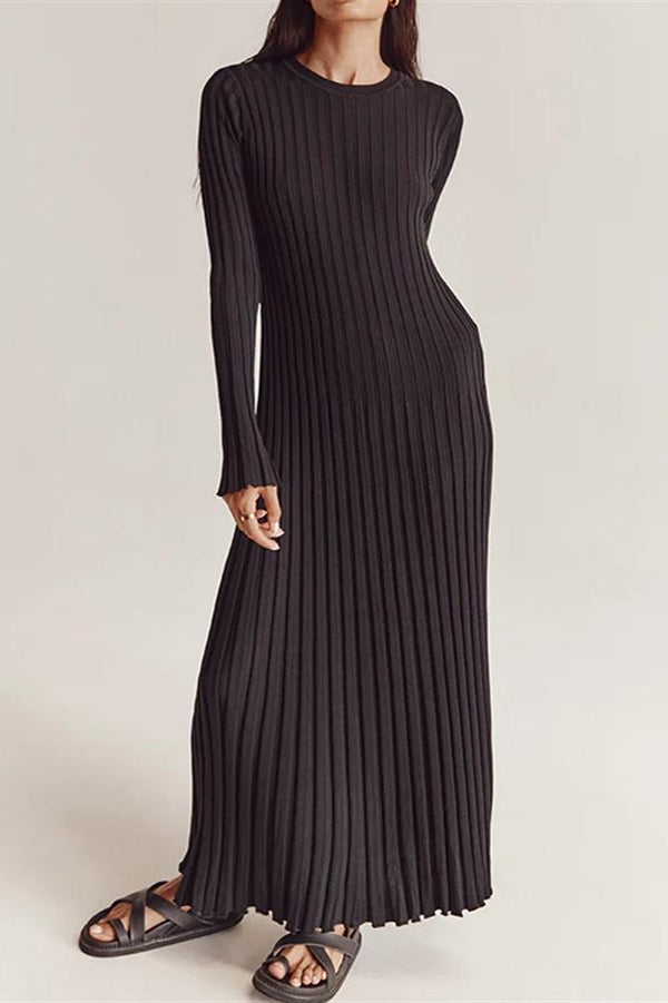 Alessia Ribbed Flare Knit Maxi Dress