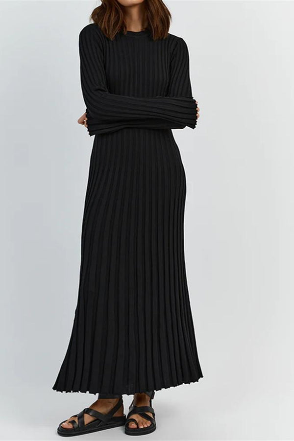 Alessia Ribbed Flare Knit Maxi Dress