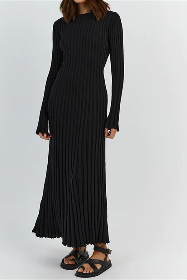 Alessia Ribbed Flare Knit Maxi Dress