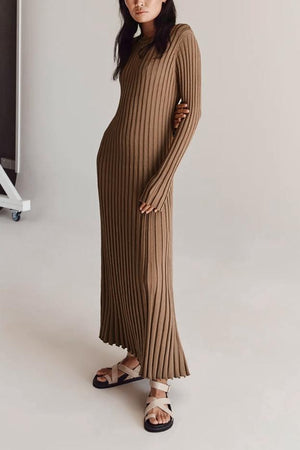 Alessia Ribbed Flare Knit Maxi Dress