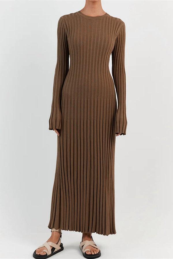 Alessia Ribbed Flare Knit Maxi Dress