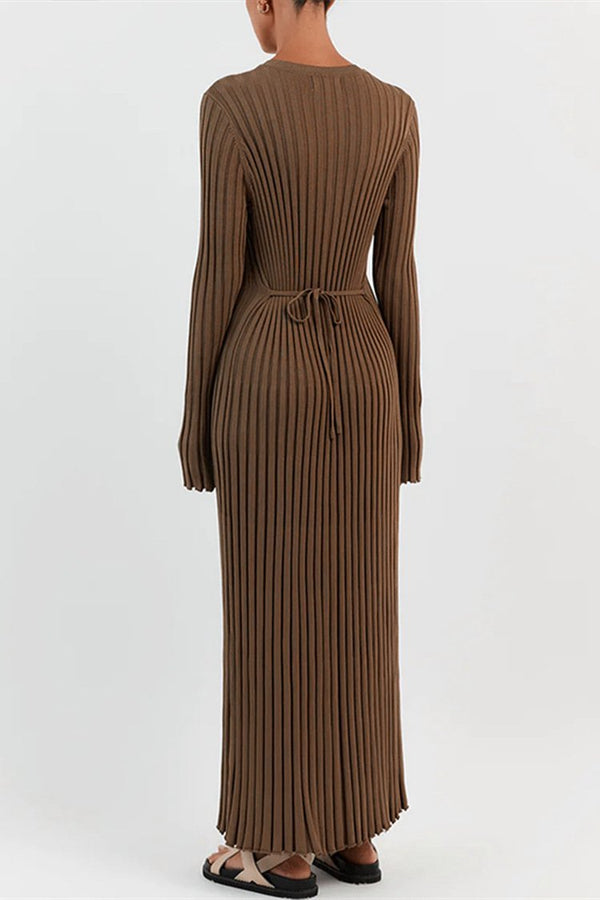 Alessia Ribbed Flare Knit Maxi Dress