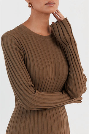 Alessia Ribbed Flare Knit Maxi Dress