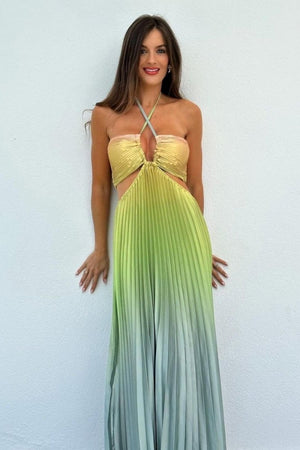Adele Gradient Pleated Maxi Dress