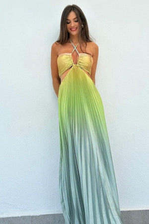 Adele Gradient Pleated Maxi Dress