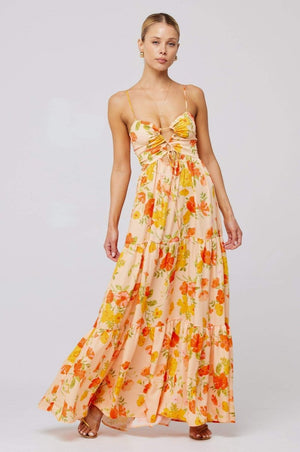 Maya Floral Tiered Cut-out Maxi Dress