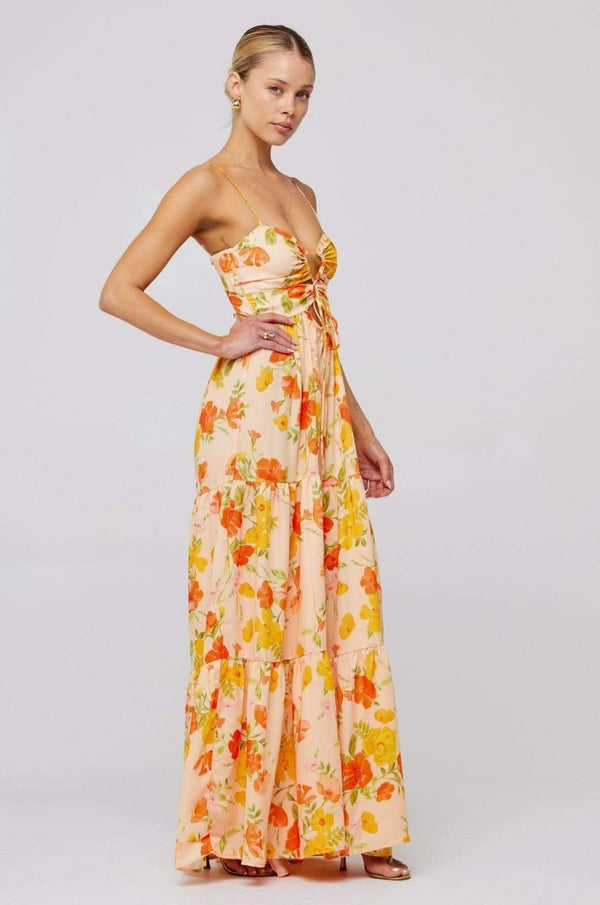 Maya Floral Tiered Cut-out Maxi Dress