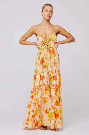 Maya Floral Tiered Cut-out Maxi Dress