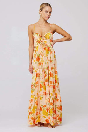 Maya Floral Tiered Cut-out Maxi Dress