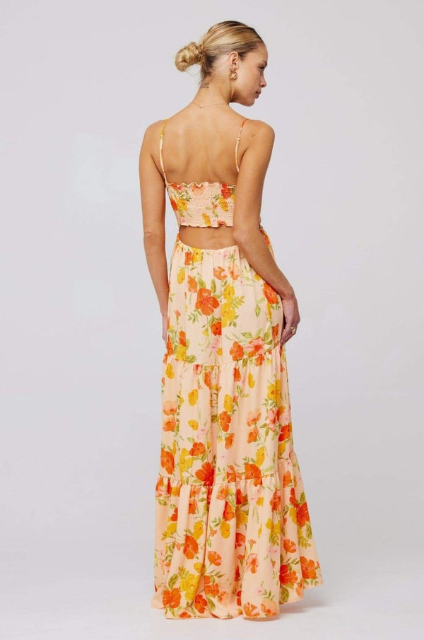 Maya Floral Tiered Cut-out Maxi Dress