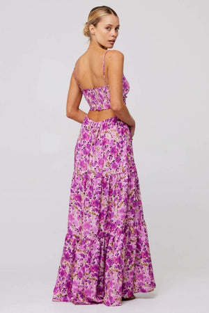 Maya Floral Tiered Cut-out Maxi Dress